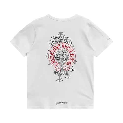 Cemetery Chrome Hearts Cross Red Horseshoe Tee White