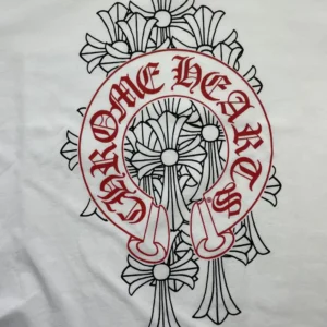 Cemetery Chrome Hearts Cross Red Horseshoe Tee White view 3