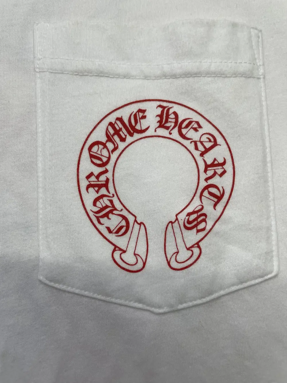 Cemetery Chrome Hearts Cross Red Horseshoe Tee White view 4