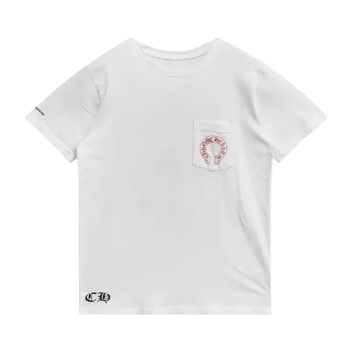 Cemetery Chrome Hearts Cross Red Horseshoe Tee White view 2
