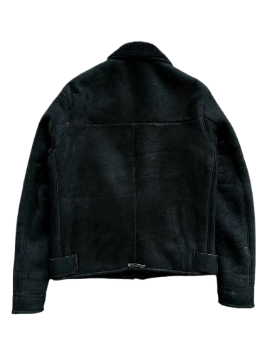 Chrome Hearts Black Shearling Biker Leather Jacket view 2
