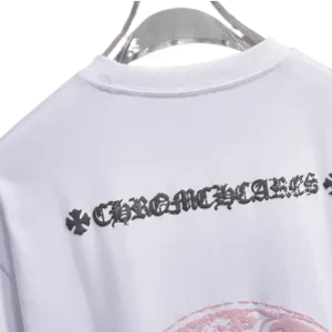 Stylish Chrome Hearts Pink Logo Drop Sleeve Tee view 6