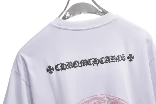 Stylish Chrome Hearts Pink Logo Drop Sleeve Tee view 6