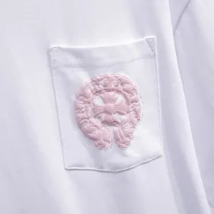 Stylish Chrome Hearts Pink Logo Drop Sleeve Tee view 5