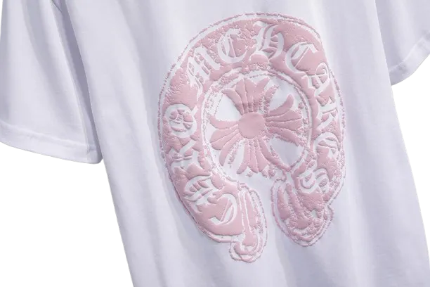 Stylish Chrome Hearts Pink Logo Drop Sleeve Tee view 4