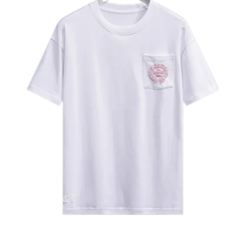 Stylish Chrome Hearts Pink Logo Drop Sleeve Tee view 2