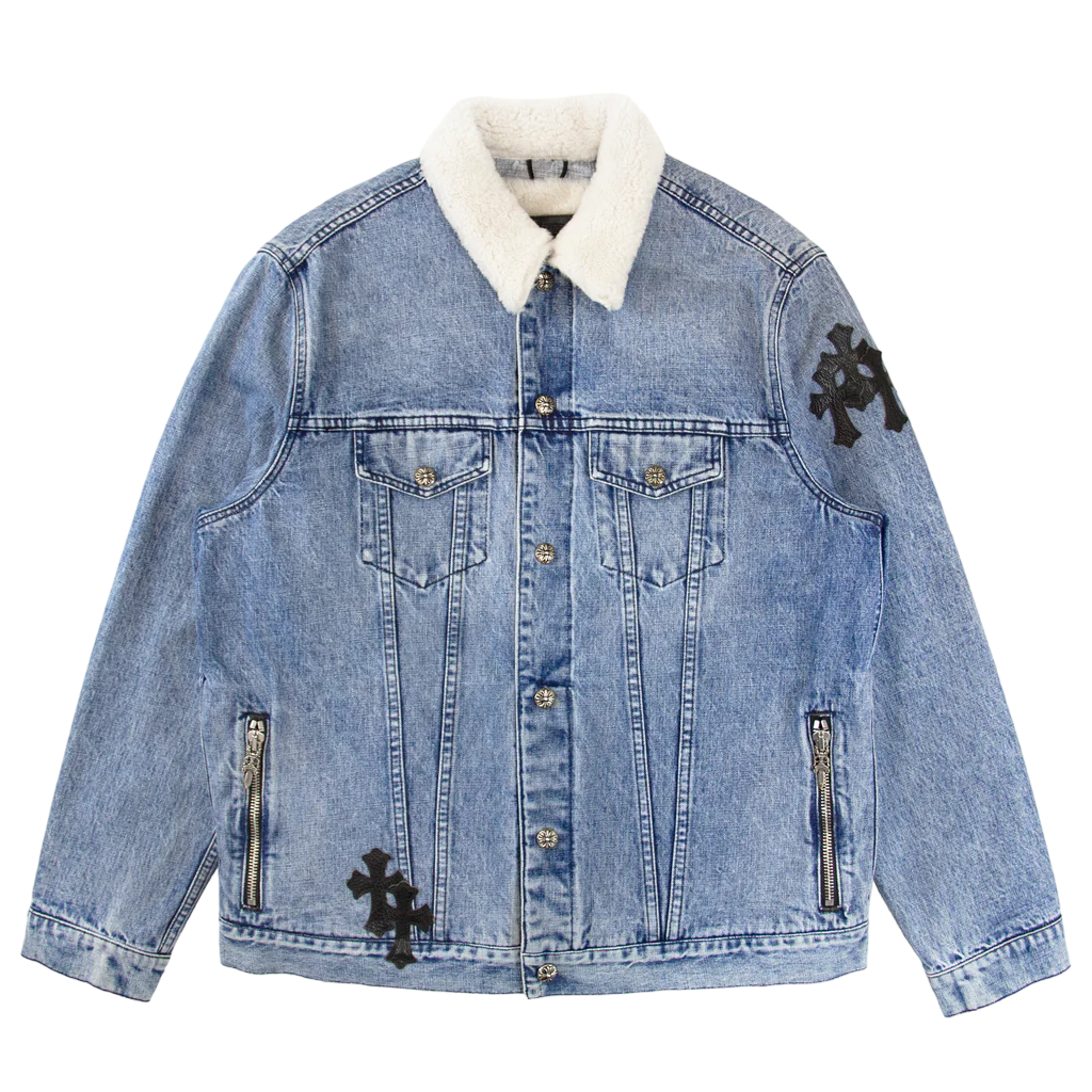 Cross Patch Shearling Denim Trucker | Chrome Hearts