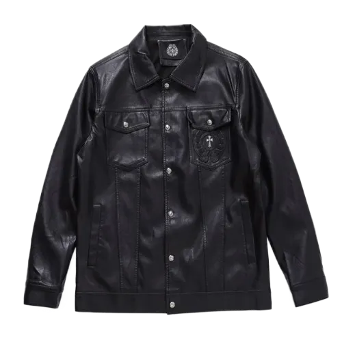 Cross leather Jacket 925 Silver | Chrome Hearts