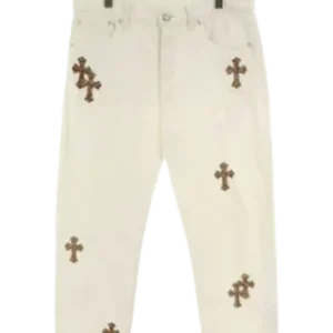 Chrome Hearts Denim Pant With Leopard Cross Patches