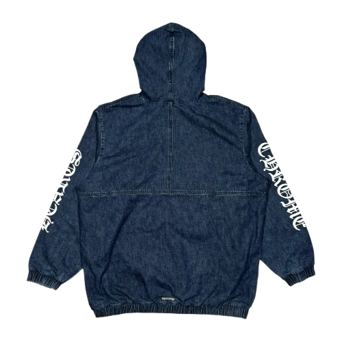 Chrome Hearts Triple White Cross Patch Half Zip Denim Hoodie view 2