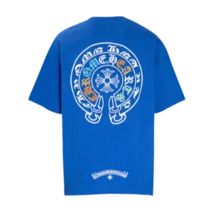 Chrome Hearts Multicolor Embroidery Logo Blue T-Shirt