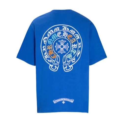 Chrome Hearts Multicolor Embroidery Logo Blue T-Shirt