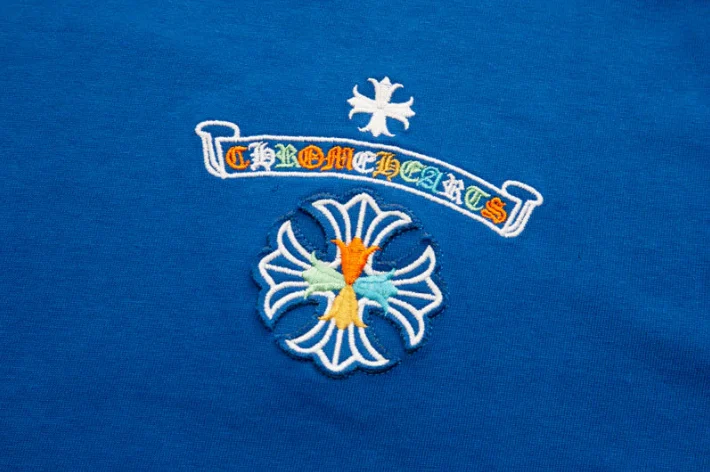 Chrome Hearts Multicolor Embroidery Logo Blue T-Shirt view 4