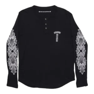 Chrome Heart Long Sleeve Fleur Button T-Bar Henley Tee