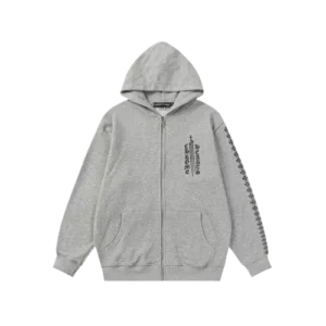 Chrome Hearts Front Logo Grey Zip Up Hoodie