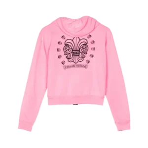Chrome Hearts Logo Girl Zip-Up Pink Hoodie