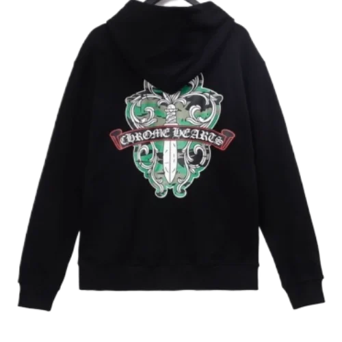 Chrome Hearts Green Sword Sanskrit Zip-up Hoodie
