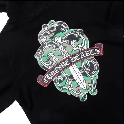 Chrome Hearts Green Sword Sanskrit Zip-up Hoodie view 4
