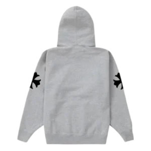 Leather Cross Patches Grey Pullover Chrome Hearts Hoodie view 2