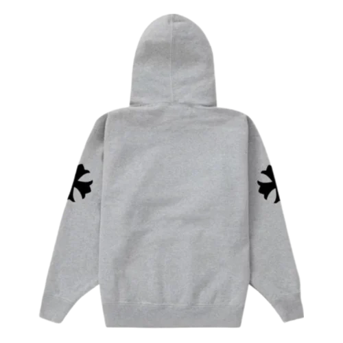 Leather Cross Patches Grey Pullover Chrome Hearts Hoodie view 2