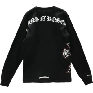 Chrome Hearts Gun N' Roses Black Cross Embroidery Logo Long Sleeve Tee