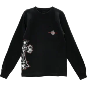 Chrome Hearts Gun N' Roses Black Cross Embroidery Logo Long Sleeve Tee view 2