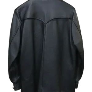 Claw Button Hunting Chrome Hearts Leather Jacket Black view 2