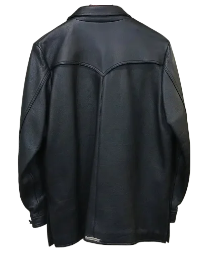 Claw Button Hunting Chrome Hearts Leather Jacket Black view 2