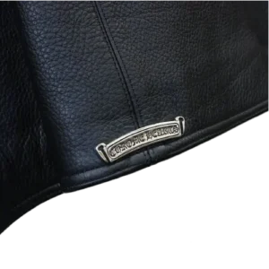 Claw Button Hunting Chrome Hearts Leather Jacket Black view 4