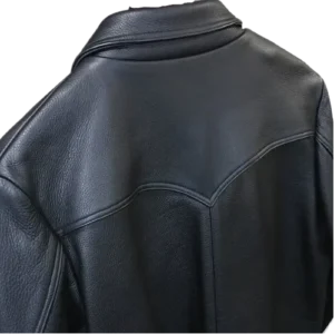 Claw Button Hunting Chrome Hearts Leather Jacket Black view 3