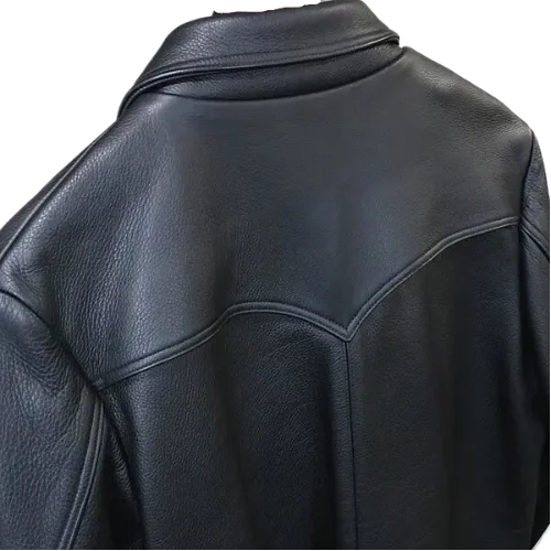 Claw Button Hunting Chrome Hearts Leather Jacket Black view 3