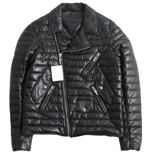 Chrome Hearts Leather Double Riders Down Jacket