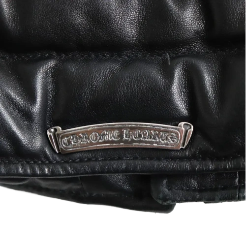 Chrome Hearts Leather Double Riders Down Jacket view 3