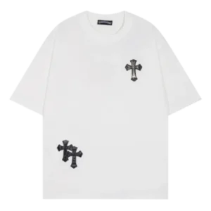 Chrome Hearts Leather Cross Short Sleeved T-Shirt