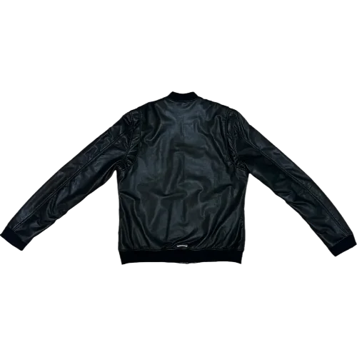 Chrome Hearts Leather Bomber Jacket Black view 2
