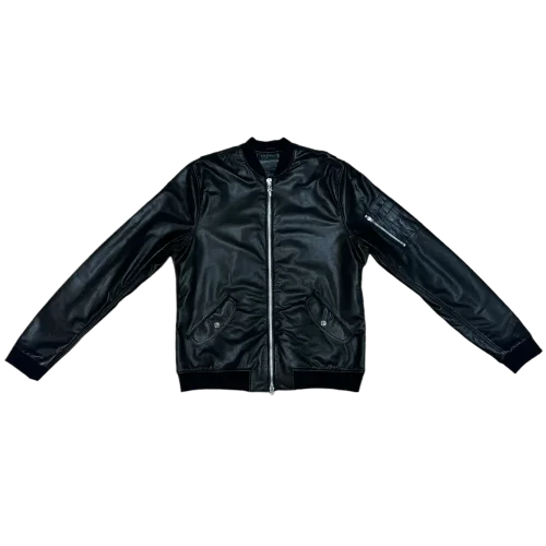 Chrome Hearts Leather Bomber Jacket Black
