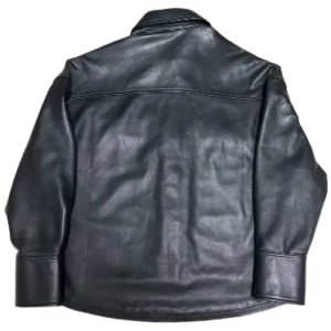 Shirt Style Chrome Hearts Leather Jacket with Silver Buttons view 2