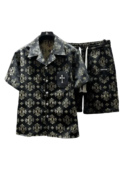 Chrome Hearts Leather Pocket Black Shirt with Short