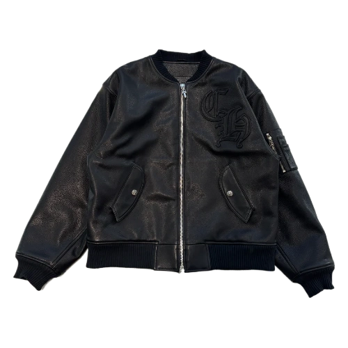 Chrome Hearts Ch Patch Leather Blouson Jacket Black