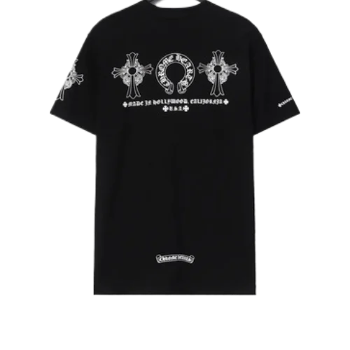 Chrome Hearts Black Cross Horseshoe Logo T Shirt