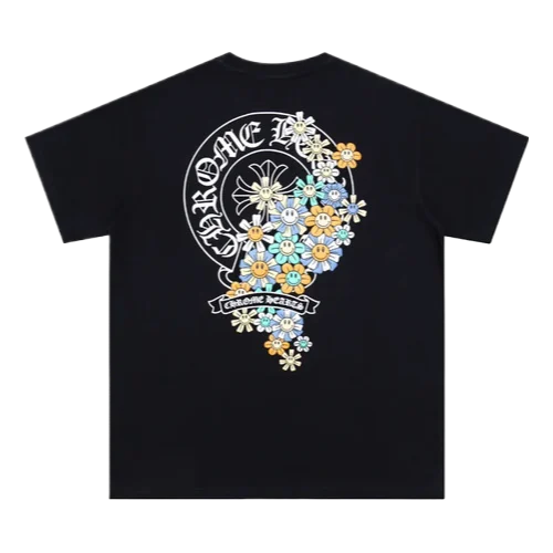 Chrome Hearts Logo and Flower Themed T-Shirt