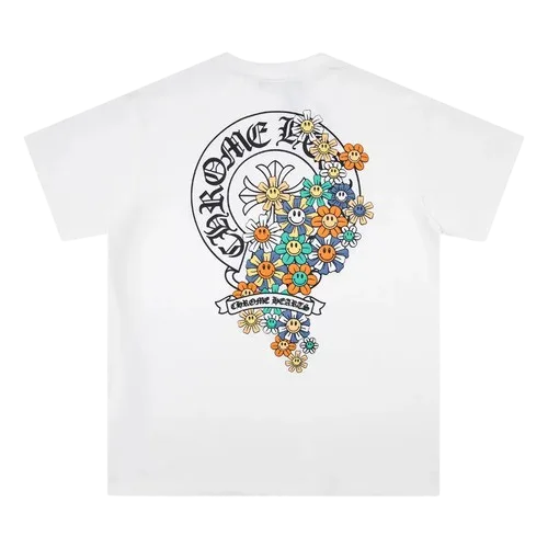 Chrome Hearts Logo and Flower Themed T-Shirt