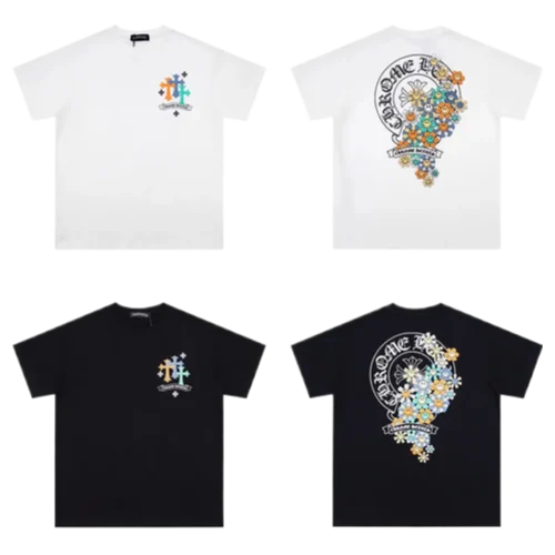Chrome Hearts Logo and Flower Themed T-Shirt view 3