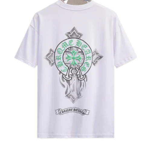 Modern 3D Chrome Hearts Logo White T-Shirt
