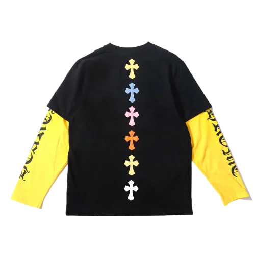 Vibrant Leather Cross Chrome Hearts Long-Sleeve T-Shirt