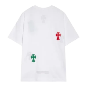 Chrome Hearts Multicolor leather Cross Short Sleeved T-Shirt