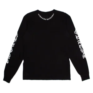 Chrome Heart Long Sleeve Neck Logo Tee Black
