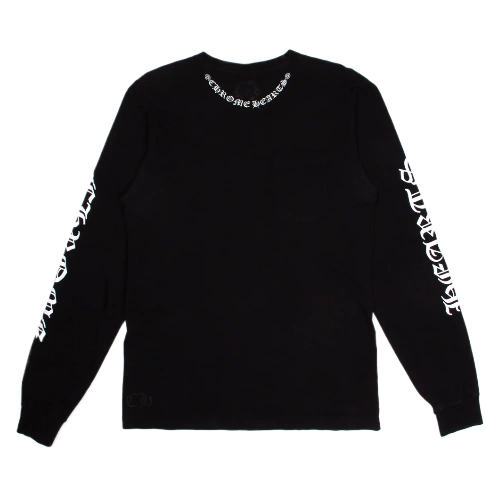 Chrome Heart Long Sleeve Neck Logo Tee Black