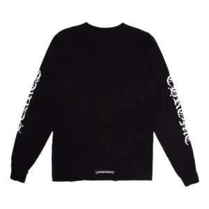 Chrome Heart Long Sleeve Neck Logo Tee Black view 2