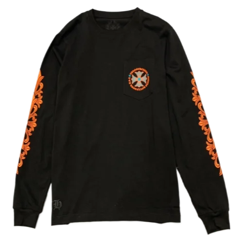 Chrome Hearts Orange Maltese Cross Black Long Sleeve Tee view 2